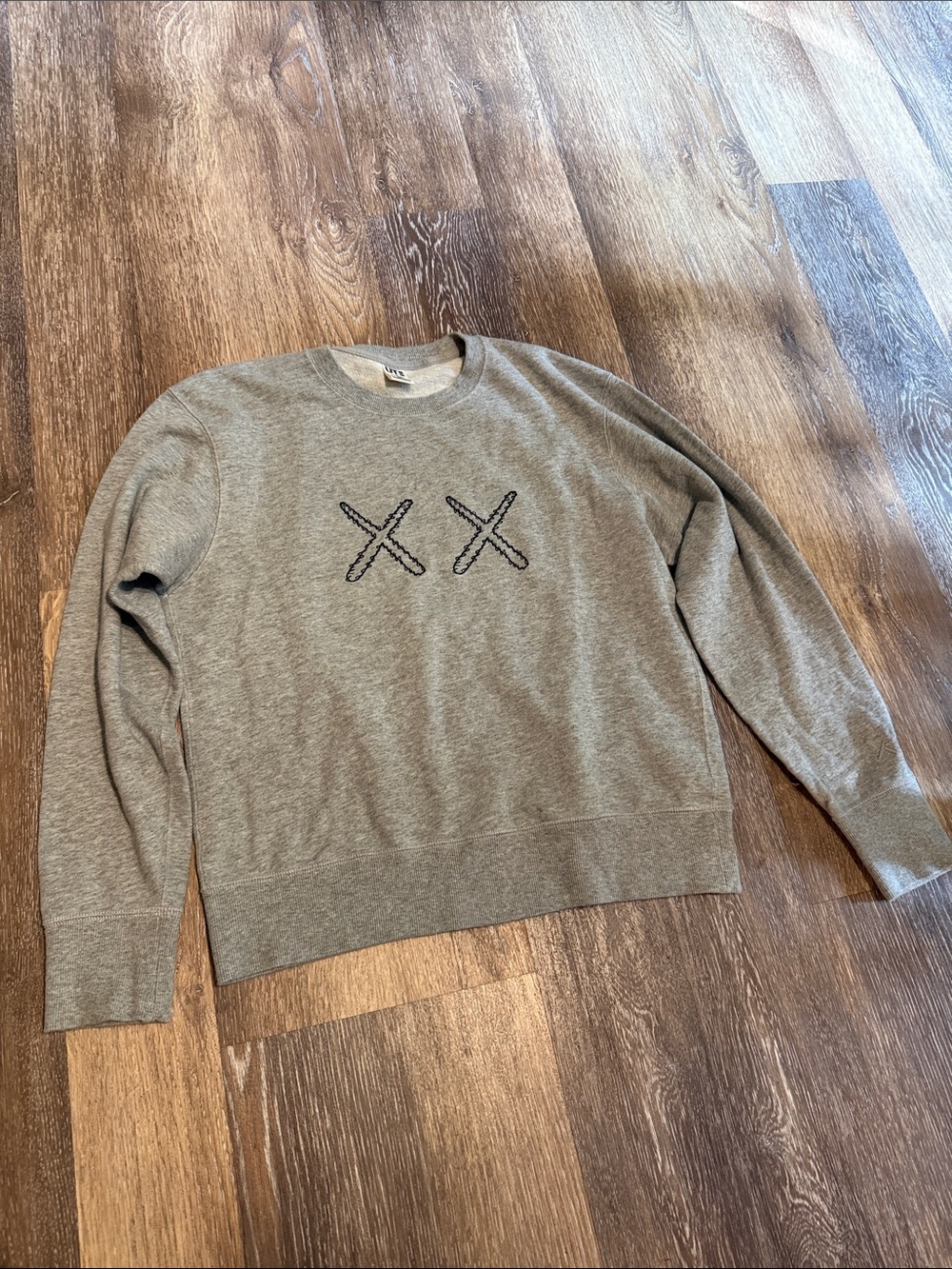 Uniqlo x KAWS x Sesame Street  Grey Crewneck Sweatshirt with Embroidered XX